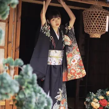 Японские женщины Юката Халат Платье Традиционное кимоно Выступление Японская гейша Японское кимоно Восточный стиль Косплей Костюм