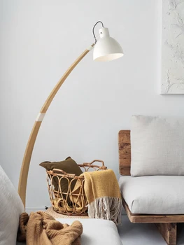 Японский минималистичный торшер для рыбалки Светодиодный E27 Вертикальная настольная лампа из массива дерева для украшения гостиной Кабинет Чтение Прикроватная тумбочка