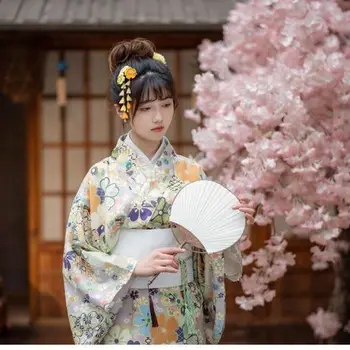 Японское традиционное кимоно кардиган женское платье халат юката гейша косплей одежда азиатский перформанс фотосессия
