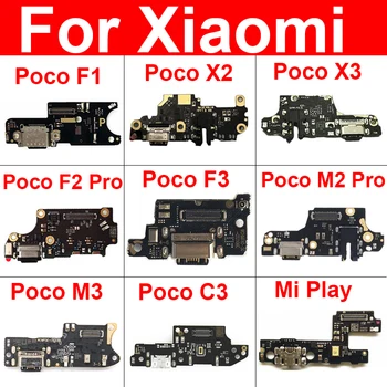 USB зарядка док-порт разъем плата гибкий кабель с микрофоном для Xiaomi Mi Poco F1 F2 Pro Poco X3 X2 C3 Mi Play Запчасти для ремонта