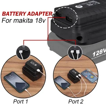  адаптер батареи с двойным USB со светодиодной подсветкой для Makita / HongSong / BoDa/FoGo 18 В литий-ионный аккумулятор Зарядка внешнего аккумулятора для мобильного телефона