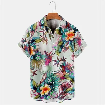 гавайская рубашка оверсайз принт повседневная одежда с коротким рукавом рубашки для мужчин 39 кимоно мужская футболка свободный крой блузка tiki betis